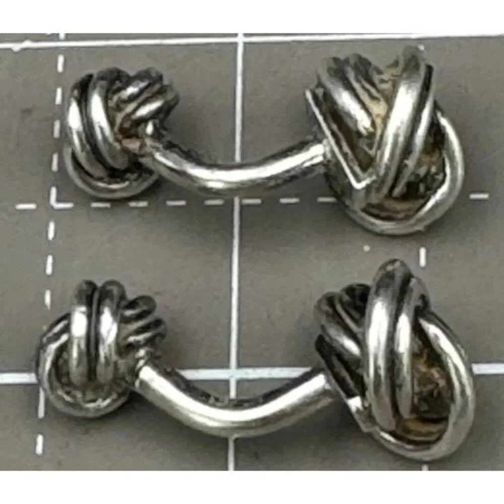 Lenore Doskow Love Knot Sterling Silver Cuff Links Original Box